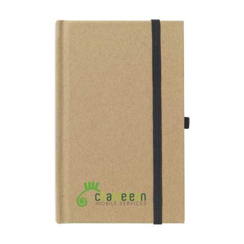 Environmentally friendly, A6 size notebook made of recycled material. With approx. 80 sheets/160 pages of cream-coloured, lined FSC®MIX-certified paper (70 g/m²), handy pen loop and elastic closure.