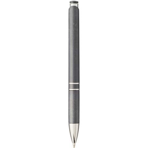 Ballpoint pen with click action mechanism made out of 48% wheat straw. Wheat straw is the left over stalk after wheat grains are harvested, which reduces the amount of plastic used. The ballpoint pen comes in a wide variety of colours, and is finished with striking chrome details. The extensive and popular Moneta range is available in many different styles and finishes.