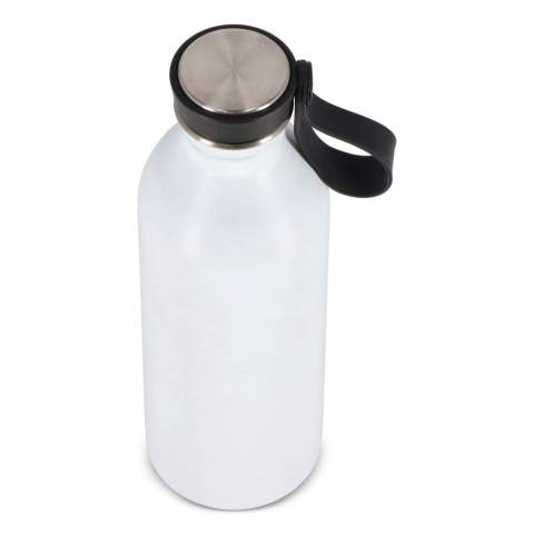 Die Lucy Flasche aus R-Edelstahl 500ml kombiniert ein elegantes, komplettes Aussehen mit leichtem Komfort. Mit einer einzigartigen Edelstahlplatte auf der Oberseite und einer weichen Silikonschlaufe zum einfachen Tragen ist diese Flasche sowohl stilvoll als auch praktisch.