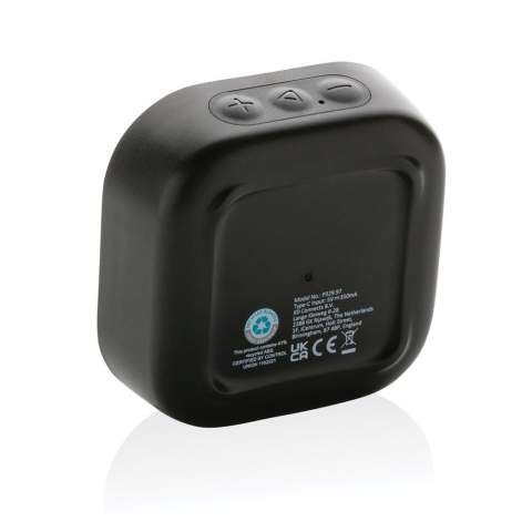3W wireless speaker made with RCS (Recycled Claim Standard) certified recycled ABS. Total recycled content: 41% based on total item weight. RCS certification ensures a completely certified supply chain of the recycled materials. The speaker is equipped with a 400 mAh battery to ensure up to 3.5 hours of playing time and BT5.3 for smooth connection with clear sound. Connection range up to 10 metres. With mic to answer calls. Packed in FSC® mix box. Including RCS certified recycled TPE charging cable. Item and accessories 100% PVC free. IPX 4 waterproof.<br /><br />HasBluetooth: True<br />NumberOfSpeakers: 1<br />SpeakerOutputW: 3.00<br />PVC free: true