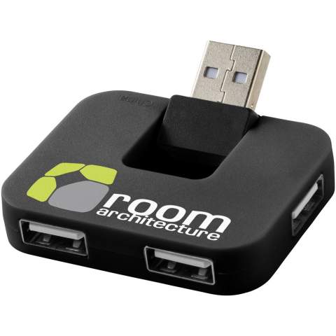Rechteckiger USB-Hub mit 4 Anschlüssen und klappbarem Eingangsanschluss.
