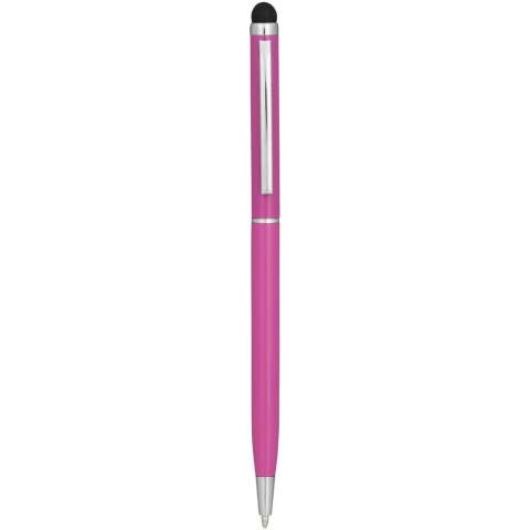Slim aluminium glazed ballpoint pen with twist mechanism and stylus.