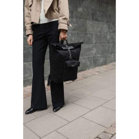 An elegant backpack suitable for any occasion. The backpack is made from recycled faux leather and PU details, adding style while you're on the go. A buckle and magnetic closure provide smooth and secure fastening. The exterior also features a practical outer pocket and a reinforced bottom. The wide opening allows easy access to your belongings, with an inner compartment for a laptop and a smaller zippered pocket for organised storage. Certified by RCS (Recycled Claim Standard), which ensures that the entire supply chain of recycled materials is certified. The total percentage of recycled material is based on the product’s total weight. This product contains 44% RCS-certified recycled polyester and 5% RCS-certified recycled PU.<br /><br />FitsLaptopTabletSizeInches: 15.0