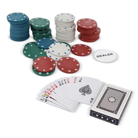 Vivez l'excitation d'une vraie partie de poker avec cet ensemble de poker complet d'InSideOut ! Que vous soyez débutant ou joueur expérimenté, ce set vous offre tout ce dont vous avez besoin pour passer une soirée amusante. L'ensemble contient 100 jetons de couleurs et de valeurs différentes, pour que vous gardiez toujours le contrôle du jeu, ainsi qu'un jeu de cartes et un bouton de croupier. Des instructions pratiques avec des explications sur les mains de poker vous permettent de commencer tout de suite, même si vous ne connaissez pas encore toutes les règles. Compact et facile à transporter dans sa boîte de rangement en carton, il est parfait pour la maison ou les déplacements !
