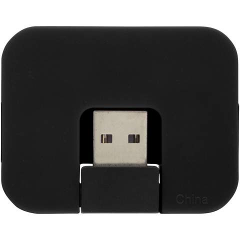 Rechteckiger USB-Hub mit 4 Anschlüssen und klappbarem Eingangsanschluss.
