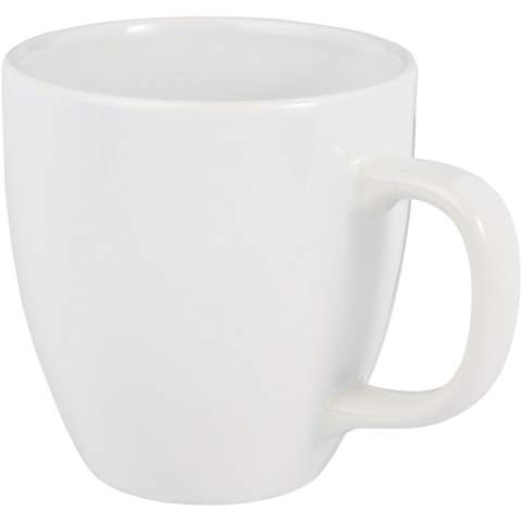 The Moni ceramic mug has a trendy glossy finish adding a sleek touch. It features a large handle that provides a comfortable and sturdy grip. The mug is versatile enough to use with both hot and cold beverages allowing you to enjoy coffee, tea, soup, and more.  Volume capacity is 430 ml. Dishwasher safe for all printing methods. Presented in a recycled cardboard gift box.