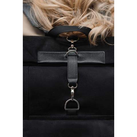 An elegant backpack suitable for any occasion. The backpack is made from recycled faux leather and PU details, adding style while you're on the go. A buckle and magnetic closure provide smooth and secure fastening. The exterior also features a practical outer pocket and a reinforced bottom. The wide opening allows easy access to your belongings, with an inner compartment for a laptop and a smaller zippered pocket for organised storage. Certified by RCS (Recycled Claim Standard), which ensures that the entire supply chain of recycled materials is certified. The total percentage of recycled material is based on the product’s total weight. This product contains 44% RCS-certified recycled polyester and 5% RCS-certified recycled PU.<br /><br />FitsLaptopTabletSizeInches: 15.0