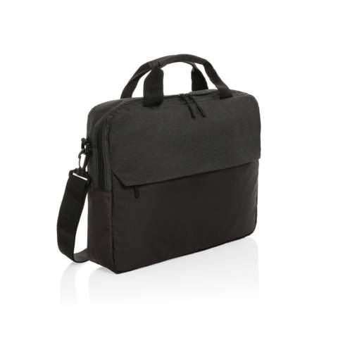 This bag seamlessly marries practicality with style. Its spacious main compartment includes a dedicated 15.6-inch laptop pocket to safeguard your valuable items. Additionally, interior pen loops and well-designed pockets help you stay organized while on the move, and the front pocket adds an extra layer of convenience. Made with 100% recycled polyester embedded with the AWARE™ tracer. 2% of proceeds of each product sold with AWARE™ will be donated to Water.org.<br /><br />FitsLaptopTabletSizeInches: 15.6