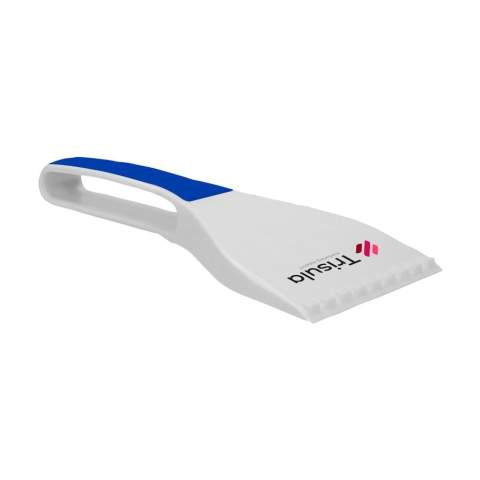 Ice scraper with non-slip material on the handle and serrated edges on the top. For comfortable, fast and efficient de-icing of car windows. Made in Germany.