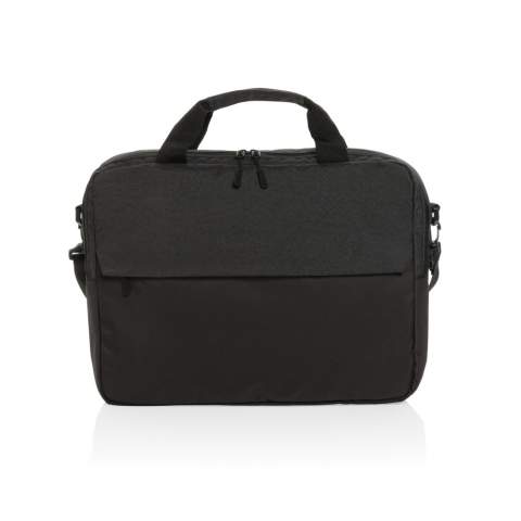This bag seamlessly marries practicality with style. Its spacious main compartment includes a dedicated 15.6-inch laptop pocket to safeguard your valuable items. Additionally, interior pen loops and well-designed pockets help you stay organized while on the move, and the front pocket adds an extra layer of convenience. Made with 100% recycled polyester embedded with the AWARE™ tracer. 2% of proceeds of each product sold with AWARE™ will be donated to Water.org.<br /><br />FitsLaptopTabletSizeInches: 15.6