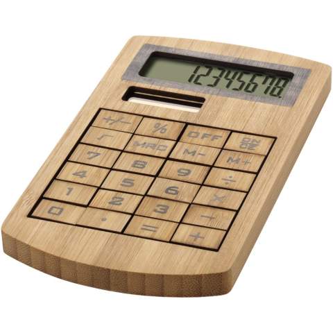 Umweltfreundlicher, 8-stelliger Bambus-Rechner. Funktioniert mit Solarenergie.