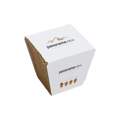 A flower pot made from wood fibres with a coconut tablet (5 cm) and a bag of mixed flower seeds. Includes a personalised full colour cardboard label. In the bag you will find the following flower seeds: Feverfew (daisy) – Veilweed – Snapdragon – Crooked Flower – Silver Shield – Mexican – Petunia – Salvia – Summer Azalea – Ice Flower. A gift that contributes to maintaining a healthy bee population.