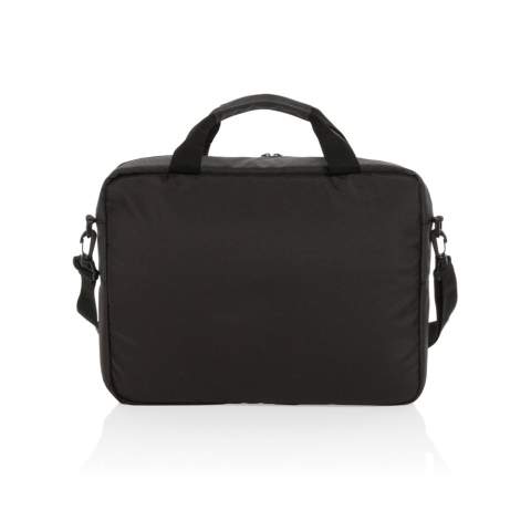 This bag seamlessly marries practicality with style. Its spacious main compartment includes a dedicated 15.6-inch laptop pocket to safeguard your valuable items. Additionally, interior pen loops and well-designed pockets help you stay organized while on the move, and the front pocket adds an extra layer of convenience. Made with 100% recycled polyester embedded with the AWARE™ tracer. 2% of proceeds of each product sold with AWARE™ will be donated to Water.org.<br /><br />FitsLaptopTabletSizeInches: 15.6