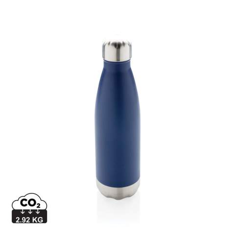 Elevate your daily water intake with this vacuum insulated stainless steel bottle. The bottle keeps chilled beverages cold for up to 15 hours and hot drinks warm for up to 5 hours. With a base that fits in most cup holders, this sleek looking water bottle will keep you hydrated on the go wherever you are. Capacity 500ml.<br /><br />HoursHot: 5<br />HoursCold: 15