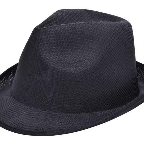 Der Promo Mafia Hut ist ein tolles und vor allem preiswertes Werbegeschenk, vor allem bei großen Einkaufsmengen. Ideal passt der Hut bei einer Kopfgröße von circa 58 cm. Passend zum Hut gibt es ein schickes, farbiges Hutband (Artikel 2071), was nach Ihren Wünschen bedruckt werden kann. Alternativ kann auch der Hut selbst mit einem Transferdruck veredelt werden. Das modische Produkt aus Polyester ist ein tolles Kundengeschenk, denn es fällt auf und hat Stil. So einen schicken Hut hat nicht jeder! 