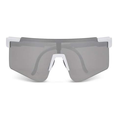 Stay protected and stylish with these high-performance sports sunglasses. Featuring a sleek wraparound design and silver UV400 lenses, they provide excellent eye protection. The lightweight R-PC frame ensures a comfortable fit, making them ideal for outdoor sports and adventures.