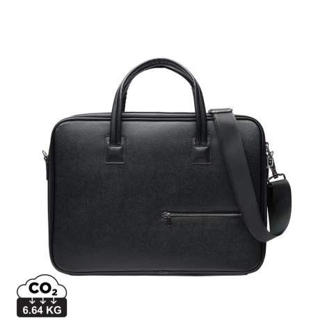 Diese stilvolle Laptoptasche schützt Ihren Laptop und bietet praktische Lösungen für den täglichen Bedarf. Sie verfügt über eine extrabreite Öffnung für einfachen Zugriff. Die Tasche hat stabile Griffe für einen bequemen Halt und einen verstellbaren Schultergurt für flexibles und komfortables Tragen, egal ob Sie ins Büro, zu einem Meeting oder auf Reisen gehen. Passend für die meisten Laptops bis zu 15". Bitte beachten Sie: Die Displayabmessungen können von den Laptopabmessungen abweichen. Zertifiziert nach RCS (Recycled Claim Standard). Die RCS-Zertifizierung garantiert, dass die gesamte Lieferkette der recycelten Materialien zertifiziert ist. Der Gesamtanteil an recycelten Materialien basiert auf dem Gesamtgewicht des Produkts. Dieses Produkt enthält 39% RCS-zertifiziert recyceltes Polyester.<br /><br />FitsLaptopTabletSizeInches: 15.0