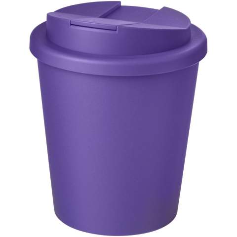 Double-wall insulated tumbler with a secure twist-on spill-proof lid. The lid clips closed to better prevent spillages, and is manufactured without silicone for a full recyclable mug. Volume capacity is 250 ml. You can mix and match colours to create your perfect mug. Made in the UK. EN12875-1 compliant, dishwasher safe, and microwave safe. Packed in a recycled PE plastic bag.