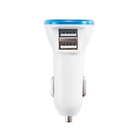 Auto-Ladeadapter mit doppeltem USB Anschluss und integriertem LED Licht an der Oberseite. Output: 5V/2.1A.<br /><br />Lightsource: LED<br />LightsourceQty: 1