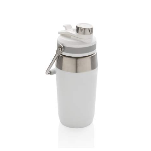 De ultieme roestvrijstalen fles voor veelzijdige mogelijkheden onderweg. De deksel heeft een dubbele functie met zowel een rietje als een schroefdop, zodat je kunt kiezen hoe je uit de fles wilt drinken! De flessen zijn voorzien van een handvat aan de bovenkant voor gemakkelijk dragen. Dubbelwandig vacuüm geïsoleerd roestvrij staal houdt dranken 15 uur warm of 5 uur koud. Een poedercoating zorgt voor een zeer duurzame buitenkant. Capaciteit 500ml. BPA-vrij.<br /><br />HoursHot: 5<br />HoursCold: 15