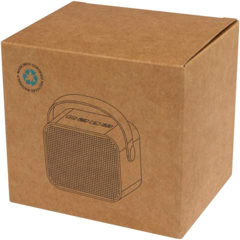 Der kabellose Diya Lautsprecher besteht aus recyceltem Kunststoff und ist mit einer Schlaufe aus PU-Leder ausgestattet, das den Transport erleichtert. Er sorgt für einen kräftigen 3-Watt-Sound und unterstützt die MP3-Wiedergabe über Micro-SD. Genießen Sie nahtlose Verbindung mit einer Line-In-Option und laden Sie ihn mühelos über den Typ-C-Ladeanschluss auf. Die Wiedergabezeit bei maximaler Lautstärke beträgt ca. 3 Stunden und der Lautsprecher kann in ca. 2 Stunden von 0 auf 100 % aufgeladen werden.