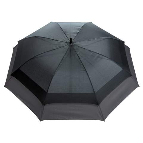 Parapluie à ouverture automatique et fermeture manuelle conçu pour être à la fois compact et spacieux, offrant une protection suffisante contre la pluie. Lorsqu'il est plié, il est aussi petit et léger qu'un parapluie de taille 23", ce qui le rend facile à transporter. Lorsqu'il est ouvert, le parapluie se déploie automatiquement pour atteindre une taille de 27 pouces, offrant ainsi une protection suffisante pour deux personnes. Il est doté d'un manche en métal, de baleines en fibre de verre et d'embouts en PP, ainsi que d'une poignée noire mate. La fonction anti-tempête garantit que vous resterez au sec. Fabriqué avec le traceur AWARE™ qui valide l'utilisation authentique de matériaux recyclés. 100 % polyester recyclé 190T pongé. 2 % des recettes de chaque produit Aware™ vendu seront reversés à Water.org.<br /><br />UmbrellaMechanism: Ouvrir automatiquement, fermer manuellement<br />IsStormproof: true