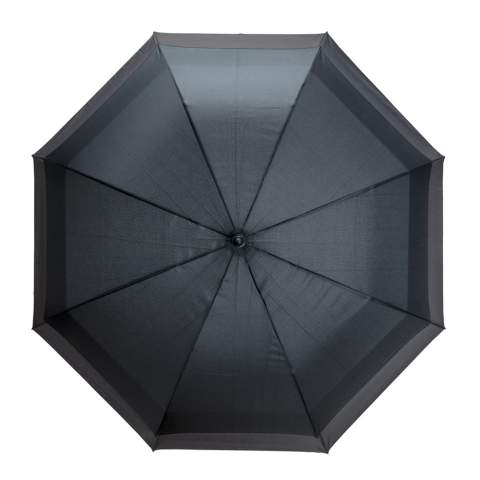 Parapluie à ouverture automatique et fermeture manuelle conçu pour être à la fois compact et spacieux, offrant une protection suffisante contre la pluie. Lorsqu'il est plié, il est aussi petit et léger qu'un parapluie de taille 23", ce qui le rend facile à transporter. Lorsqu'il est ouvert, le parapluie se déploie automatiquement pour atteindre une taille de 27 pouces, offrant ainsi une protection suffisante pour deux personnes. Il est doté d'un manche en métal, de baleines en fibre de verre et d'embouts en PP, ainsi que d'une poignée noire mate. La fonction anti-tempête garantit que vous resterez au sec. Fabriqué avec le traceur AWARE™ qui valide l'utilisation authentique de matériaux recyclés. 100 % polyester recyclé 190T pongé. 2 % des recettes de chaque produit Aware™ vendu seront reversés à Water.org.<br /><br />UmbrellaMechanism: Ouvrir automatiquement, fermer manuellement<br />IsStormproof: true