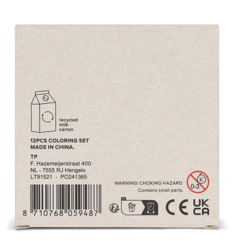 Ein Set mit 12 farbenfrohen Buntstiften, verpackt in einer recycelten Milchkartonschachtel. Dieses Set ist ideal für kreative Projekte zu Hause, in der Schule oder unterwegs und eignet sich perfekt für Kinder und die gerne zeichnen und malen. Kombiniert mit dem Öko-Digitaldruck ist es eine nachhaltige Option, die sowohl Spaß macht als auch umweltbewusst ist.