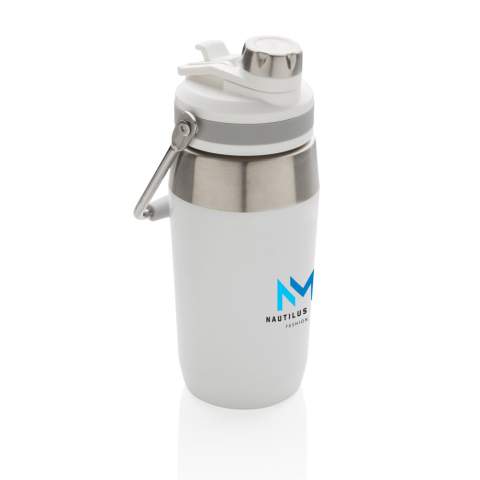 De ultieme roestvrijstalen fles voor veelzijdige mogelijkheden onderweg. De deksel heeft een dubbele functie met zowel een rietje als een schroefdop, zodat je kunt kiezen hoe je uit de fles wilt drinken! De flessen zijn voorzien van een handvat aan de bovenkant voor gemakkelijk dragen. Dubbelwandig vacuüm geïsoleerd roestvrij staal houdt dranken 15 uur warm of 5 uur koud. Een poedercoating zorgt voor een zeer duurzame buitenkant. Capaciteit 500ml. BPA-vrij.<br /><br />HoursHot: 5<br />HoursCold: 15