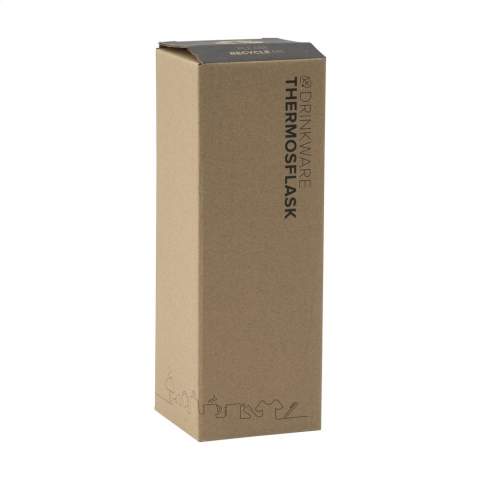 Double-walled, leak-proof stainless-steel water bottle / thermos bottle fitted with a bamboo screw cap. Vacuum insulated. Suitable for keeping hot or cold drinks at a consistent temperature. Capacity 500 ml. Each item is supplied in an individual brown cardboard box.