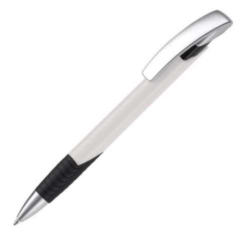 Moderner Toppoint Design Kugelschreiber! Uniques Design mit einem Hardcolour Schaft und einer schwarzen Manschette. Mine blauschreibend.