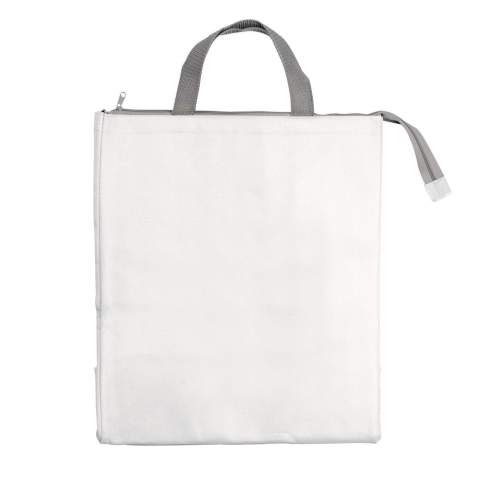 Grand sac isotherme, matériaux non-tissé et fermeture éclair. Grande surface de marquage.