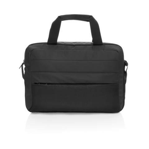 Casually professional and organised, the Armond 15.6" laptop bag is made for the modern professional with an eye for value and the environment. It features a classic design with front accent stitching, multiple storage pockets, two top handles, and an adjustable, detachable shoulder strap. Made with recycled polyester embedded with the AWARE™ tracer. 2% of proceeds of each product sold with AWARE™ will be donated to Water.org. PVC free.<br /><br />FitsLaptopTabletSizeInches: 15.6<br />PVC free: true