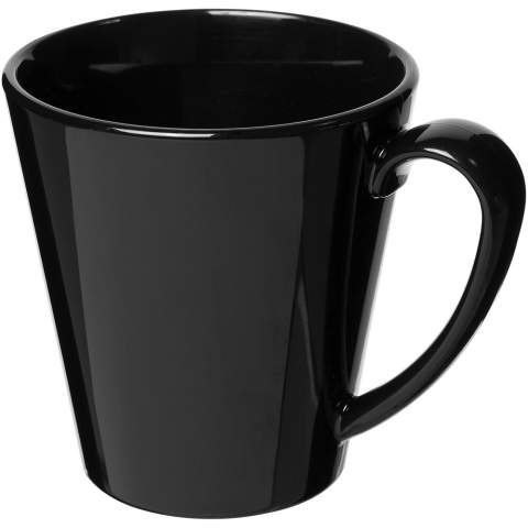 Durable, single-wall plastic mug. Volume capacity is 350 ml. Made in the UK.