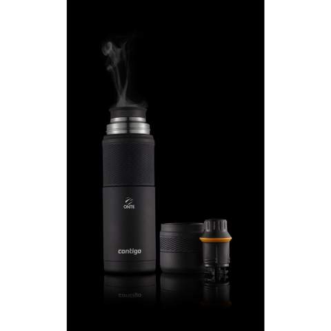 Sturdy Contigo® thermo bottle with double stainless steel wall. With screw cap/drinking cup, handle and handy pouring system. The pouring spout is 360° rotatable for a constant flow from any angle. Grip-resistant part on bottle and cap. THERMALOCK™ technology keeps drinks cold up to 60 hours and hot up to 35 hours. Not dishwasher-safe. Capacity 1,200 ml.     STOCK AVAILABILITY: Up to 1000 pcs accessible within 10 working days plus standard lead-time. Subject to availability.     Contigo: The best in quality, design and technology. Immediately recognisable by its sleek and stylish design, strong and solid. The innovative water bottles and thermo cups are odourless and tasteless. The drinking bottles are operated one-handed and guaranteed to be 100% leak proof, so can be used anywhere, anytime, also on the go. Comes with a 2-year manufacturer's warranty.