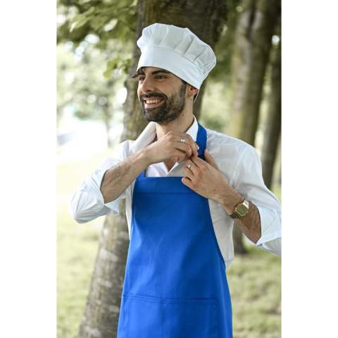 Feel like a real chef when wearing this chef’s hat. It doesn’t matter if you just want to play with ingredients or are a real chef, you look professional no matter what. Personalize your hat with a nice embroidery or imprint. With velcro adjuster.
