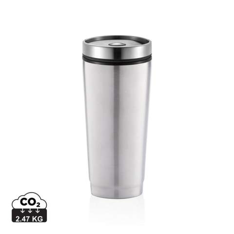 Mug 350ml, extérieur en acier inoxydable 201, intérieur en PP, couvercle vissé avec fermeture unique à bouton poussoir pour éviter les fuites. Peut être utilisé avec une seule main. Garde les boissons chaudes jusqu'à 3h et froides jusqu'à 6h. Modèle déposé®<br /><br />HoursHot: 3<br />HoursCold: 6