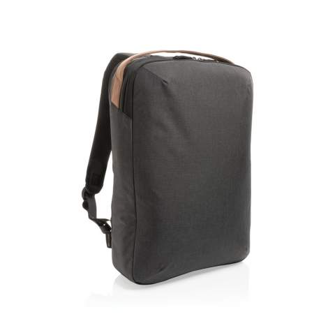 Look sharp in and out of the office with this sleek looking minimalistic design backpack. Enjoy traveling comfortably with the backpack that’s equipped with padded shoulder straps and back panel. The main compartment features a 15.6 inch laptop compartment and two open mesh pockets. On the top you can find a PU handle. The exterior material and lining is made with recycled polyester. With AWARE™ tracer that validates the genuine use of recycled materials. Each bag saves 5.4 litres of water and has reused 9.01 0.5L PET bottles. 2% of proceeds of each Impact product sold will be donated to Water.org. PVC free.<br /><br />FitsLaptopTabletSizeInches: 15.6<br />PVC free: true