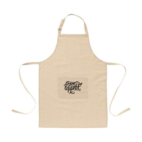 WoW! Schürze aus 100% Bio-Baumwolle (180 g/m²). Mit aufgesetzter Tasche. Das Umhängeband kann mit einer Metallschnalle eingestellt werden.
