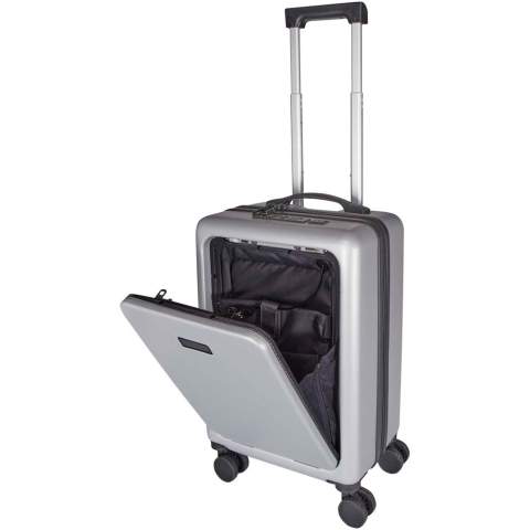 The Rover Pro 20" cabin trolley truly stands out with its front-open 20" laptop compartment and integrated USB charging port, making it an ideal travel companion for business as well as leisure trips. This trolley is constructed with impact-resistant GRS certified recycled plastic and quality RPET lining, and features a front-open laptop compartment with organisational pockets for electronics accessories, and a TSA combination lock for both main and front-open compartment. The trolley also features 360-degrees double-wheel spinners for easy handling at airports. Can be brought as hand luggage on most mainstream airlines.