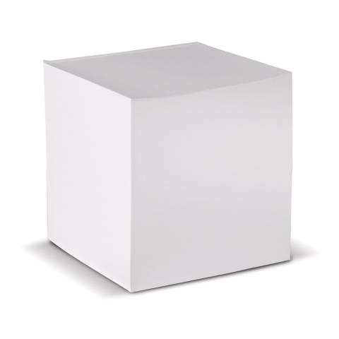 Cube with white paper. Printing is possible on each individual sheet. Circa 840 wood-free sheets of 90g/m². Each cube comes shrink wrapped.