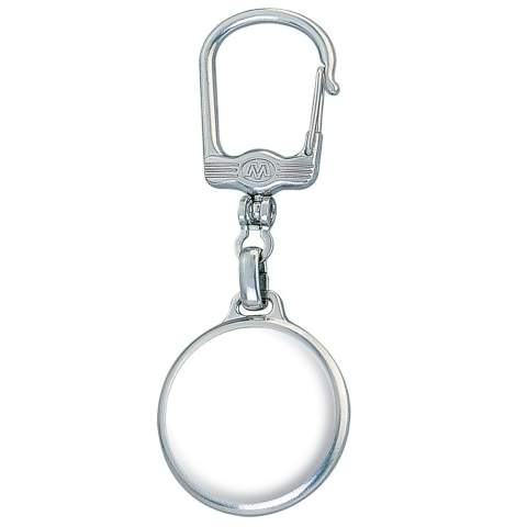 Porte-clés rond en métal. Doming sur les 2 faces.