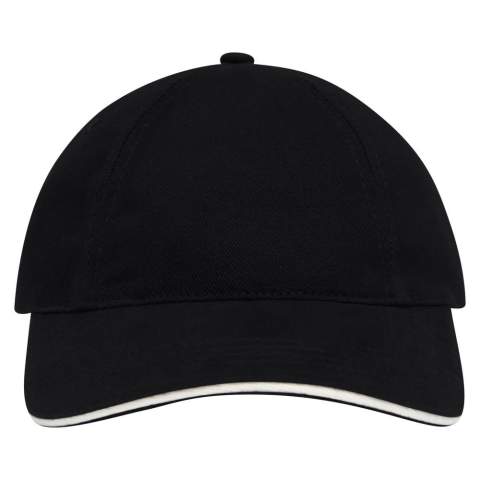 Brushed promo cap, bestaand uit vijf panelen en een klittenbandsluiting. Gemakkelijk te voorzien van een logo door middel van een transfer of borduring. Budgettechnisch de betere keuze.