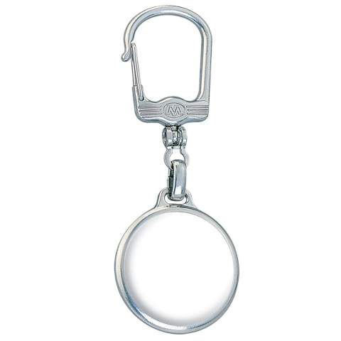 Porte-clés rond en métal. Doming sur les 2 faces.