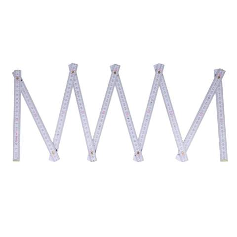 Ten section folding ruler with a total length of 2 meters. Durable and portable, ideal for both professional and DIY projects. The ruler has a shock resistant coating and extra strong, stainless steel hinges. With integrated angle schema and locking angle of 180°. CE-certified and accuracy class 3. Made in Europe.