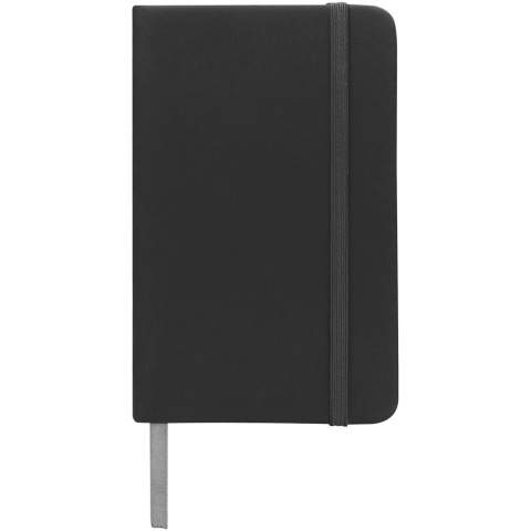 Besides being an office essential, the Spectrum notebook is also a great item to promote any brand. The hardcover notebook consists of cardboard covered with a soft touch PVC cover. The 96 lined responsibly sourced sheets of 60 g/m² are ideal for jotting down quick ideas or long notes. The A6 reference size is practical, as it fits smoothly into the average bag and is easy to hold. The ribbon of the bookmark and the elastic closure are in the same colour.