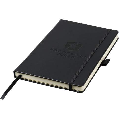 Imitation leather A5 (14.2 cm x 21.4 cm) notebook (leatherette) with elastic band, ribbon marker, pen loop and accordion back pocket. Includes 96 sheets of lined cream paper in 70 g/m2 and is offered in a Journalbook white sleeve.