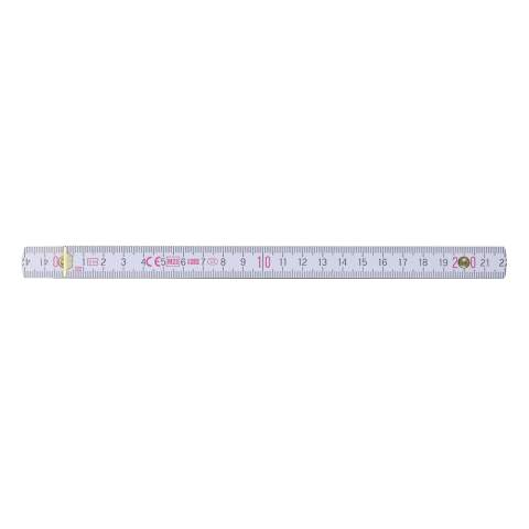 Ten section folding ruler with a total length of 2 meters. Durable and portable, ideal for both professional and DIY projects. The ruler has a shock resistant coating and extra strong, stainless steel hinges. With integrated angle schema and locking angle of 180°. CE-certified and accuracy class 3. Made in Europe.