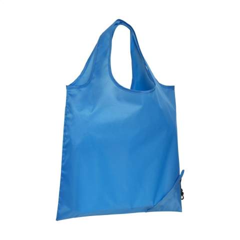 WoW! Faltbare, geräumige Einkaufstasche aus RPET-Polyester, aus recycelten PET-Flaschen. Mit doppeltem Tragegurt. Im Handumdrehen von Beutel zur Tasche und umgekehrt. Maße entfaltet: 42 x 38 cm. GRS-zertifiziert. Recyceltes Material insgesamt: 90%.