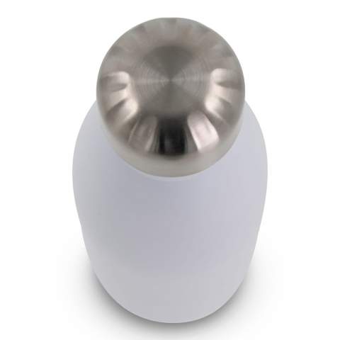 Bouteille isotherme double paroi 500ml en Inox alimentaire, 100% étanche. Double utilisation – froid et chaud pendant 24h (selon conditions). Marquage en sublimation , nominatif possible,  sur une très grande surface. Livré sous boîte cadeau. La bouteille peut être utilisée en remplacement des bouteilles en plastique. Tous nos produits sont testés et certifiés, et répondent  aux normes sociales. Peut contenir des boissons gazeuses.